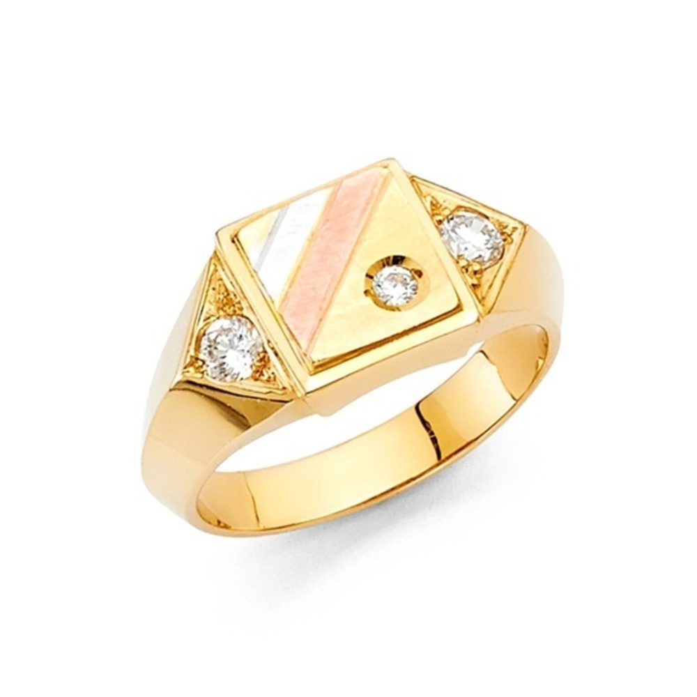 14k yellow Gold Signet CZ Ring 4 5 6 7 8 9 10